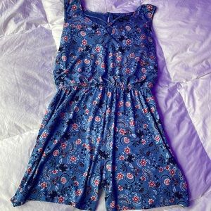 Three Pink Hearts Flowy Patterned Romper